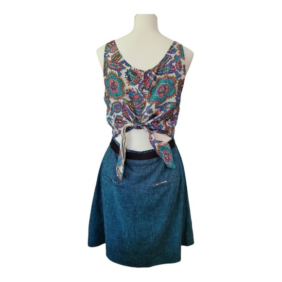 💕RACHEL Rachel Roy Womens Open‎ Back Casual Dress Neon Paisley Linen Dress 10 - Picture 5 of 8